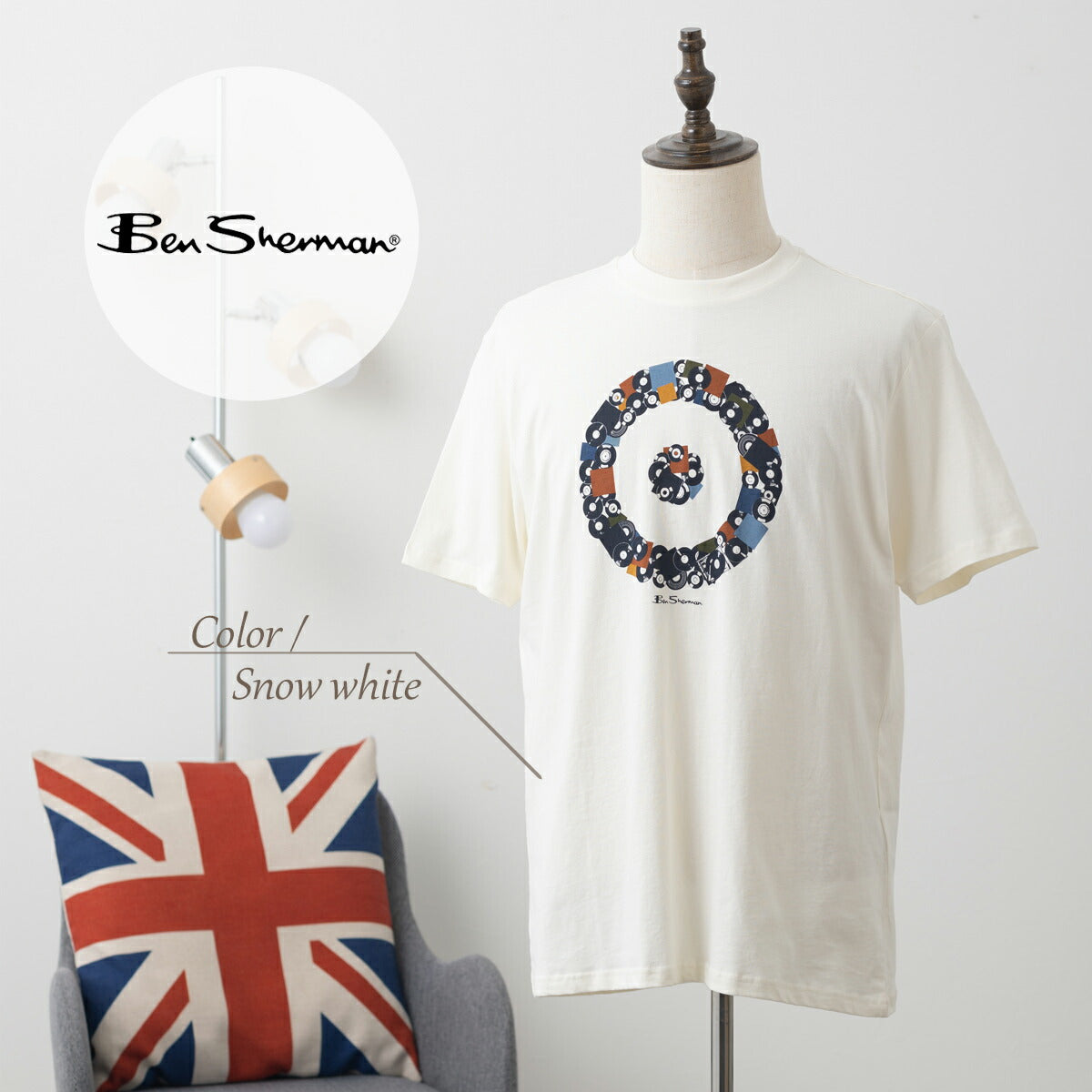 Ben Sherman Short Sleeve T-Shirt Snow White Organic Cotton Used