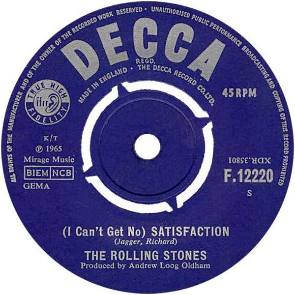 Rolling Stones I Can't Get No Satisfaction 7" VG Decca F12220 Used