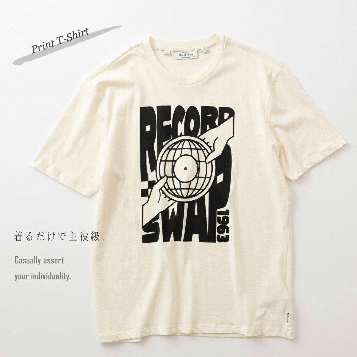 Ben Sherman T-Shirt Record Print Organic Cotton Short Sleeve Relaxed Fit