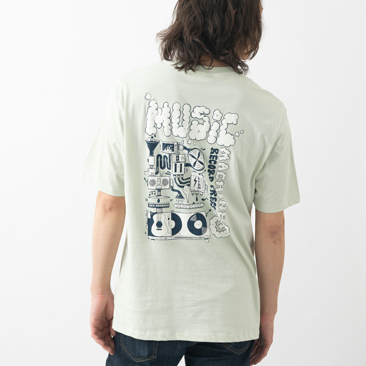 Ben Sherman T-Shirt Back Print Record Music Organic Cotton Short Sleeve
