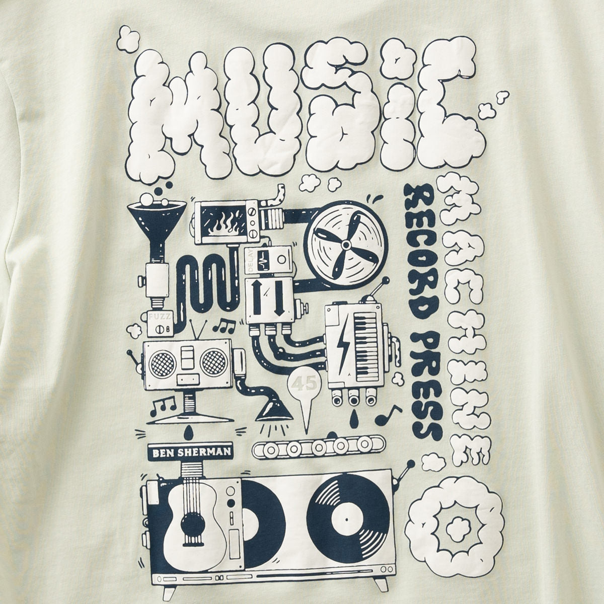 Ben Sherman T-Shirt Back Print Record Music Organic Cotton Short Sleeve