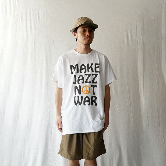 Bluescentric Make Jazz Not War T-Shirt White Short Sleeve Anti-War Design