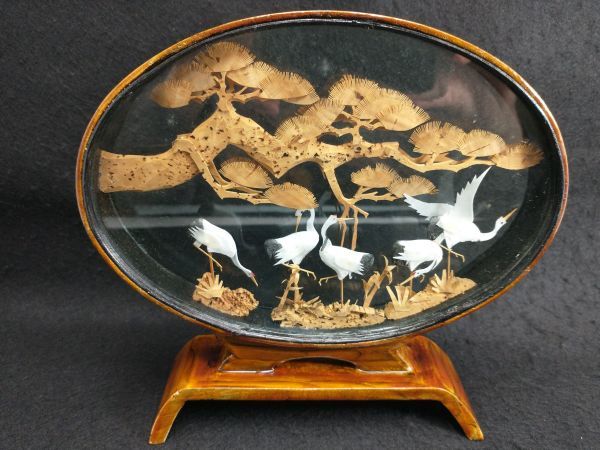Chinese Crane & Pine Table Decor 7.87in x 7.48in Figurin Good Luck Used | Japanpricenet