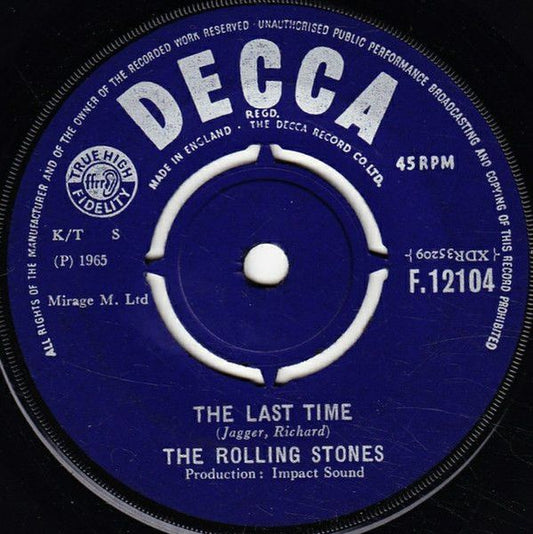 Rolling Stones The Last Time 7" Vinyl VG Decca F12104 Used