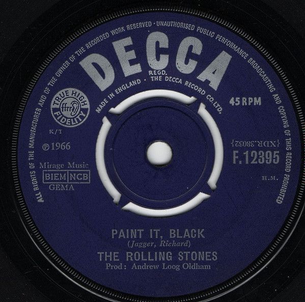 Rolling Stones Paint It Black 7" Vinyl Decca VG OB Strip Used