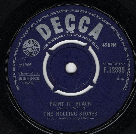 Rolling Stones Paint It Black 7" Vinyl Decca VG OB Strip Used