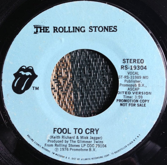 Rolling Stones Fool To Cry 7" Vinyl VG Japan OB strip used