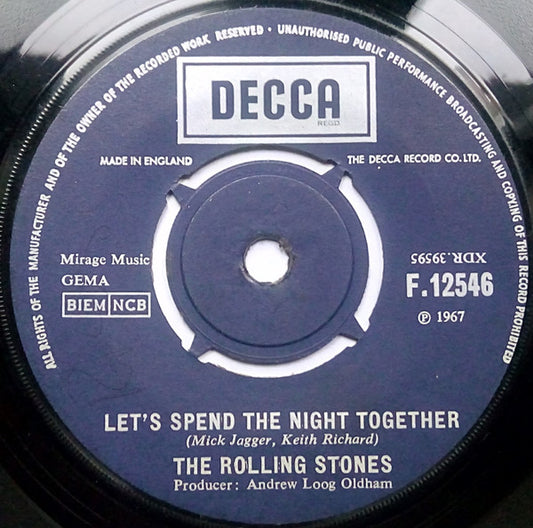 Rolling Stones 7" Singles Lets Spend The Night Together / Ruby Tuesday VG Record