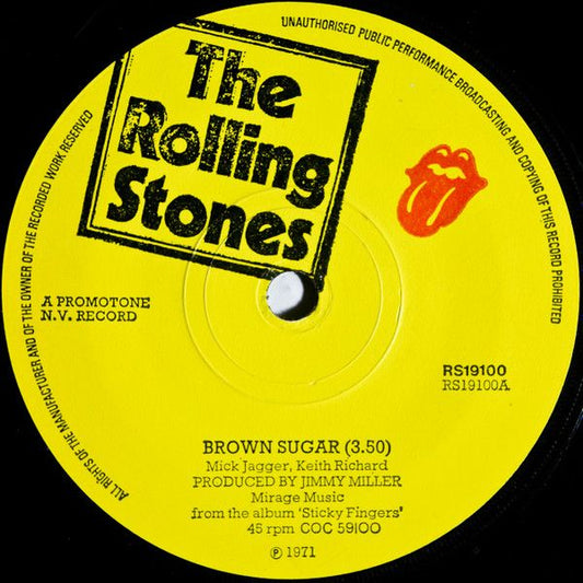 Rolling Stones Brown Sugar 7" Record VG Used RS19100