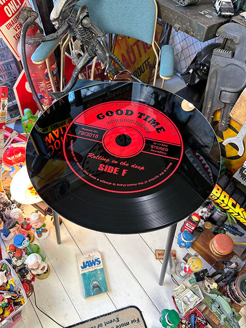Vintage Red LP Record Glass Table Collectible Used