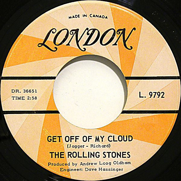 The Rolling Stones Get Off Of My Cloud 7" Vinyl VG London Records