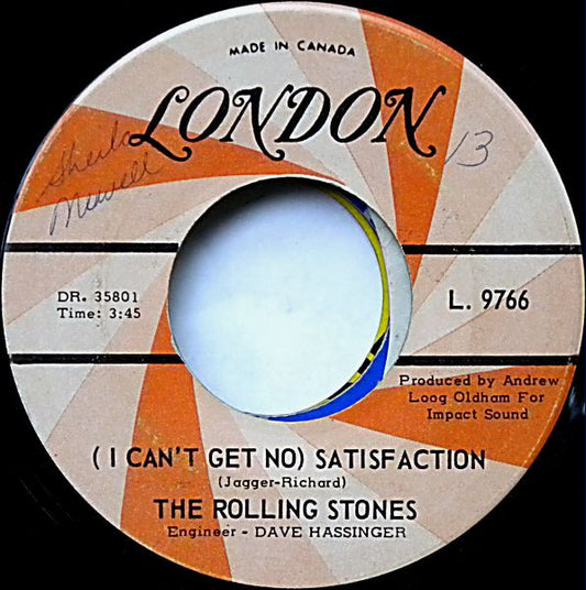 Rolling Stones I Can't Get No Satisfaction 7" London VG Used Record