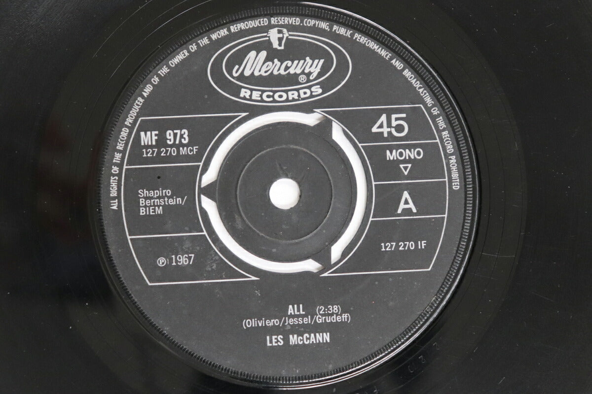 Les McCann All MF973 7" Vinyl Record Used VG Mercury No Cover or Obi