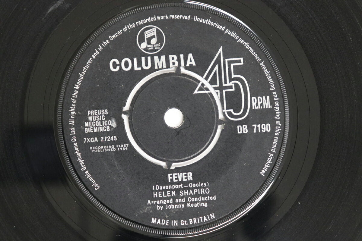 Helen Shapiro Fever 7" Vinyl Columbia VG Used No OBI