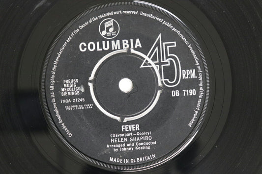Helen Shapiro Fever 7" Vinyl Columbia VG Used No OBI