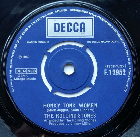 Rolling Stones Honky Tonk Women / You Can't Always Get What 7" Vinyl VG F12952