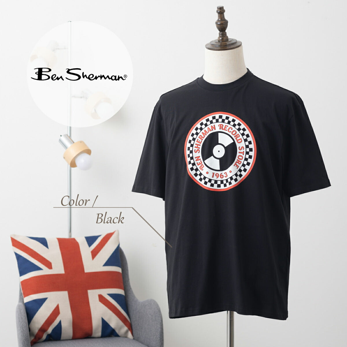Ben Sherman Graphic T-Shirt Record Shop Print Organic Cotton Short Sleeve B Used