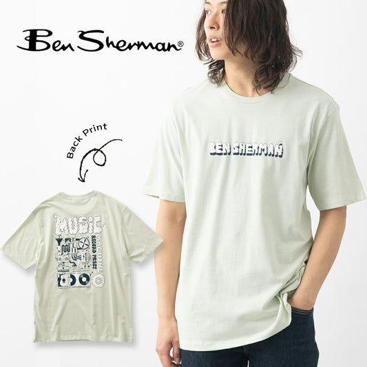 Ben Sherman T-Shirt Back Print Record Music Organic Cotton Short Sleeve