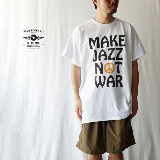 Bluescentric Make Jazz Not War T-Shirt White Short Sleeve Anti-War Design