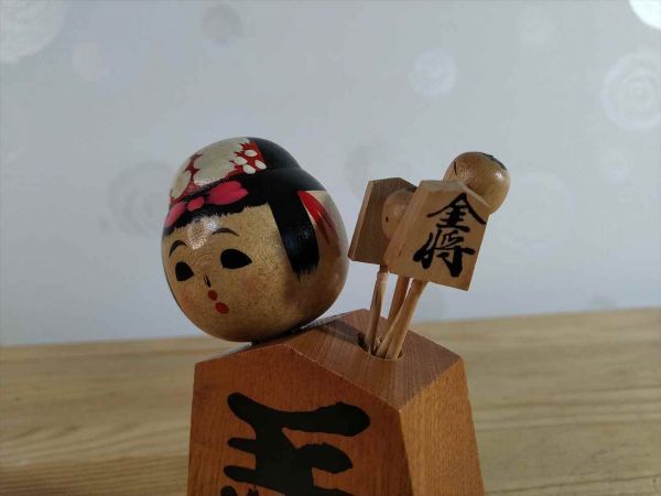 Kokeshi Doll Toothpick Holder Retro Shogi Japan Kitchen Craft Used | Japanpricenet