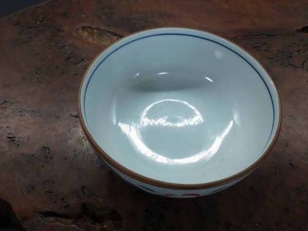 Wakoen Flower & Bird Tea Bowl 13cm Japanese Porcelain Vintage Used | Japanpricenet