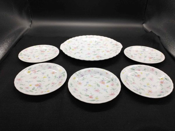Narumi Floral Plate Set 6pcs Dinnerware Party Flat Dish Used | Japanpricenet