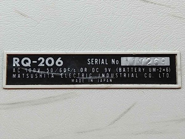 National Tape Recorder Cassette PAN RQ-206 Retro Used | Japanpricenet