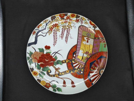 Decorative Plate 15.9" Floral Pattern Used Interior Accent | Japanpricenet