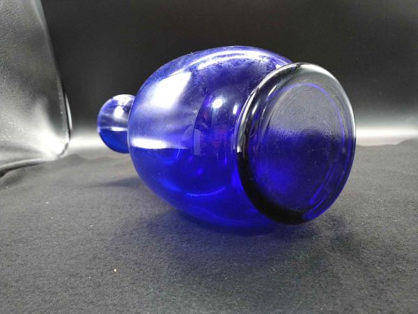 Blue Glass Vase Flower Base Scandinavian Vintage 12" Used | Japanpricenet