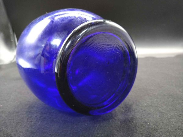 Blue Glass Vase Flower Base Scandinavian Vintage 12" Used | Japanpricenet