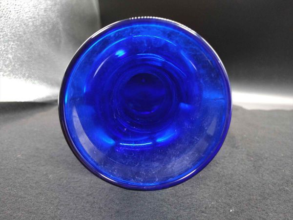 Blue Glass Vase Flower Base Scandinavian Vintage 12" Used | Japanpricenet
