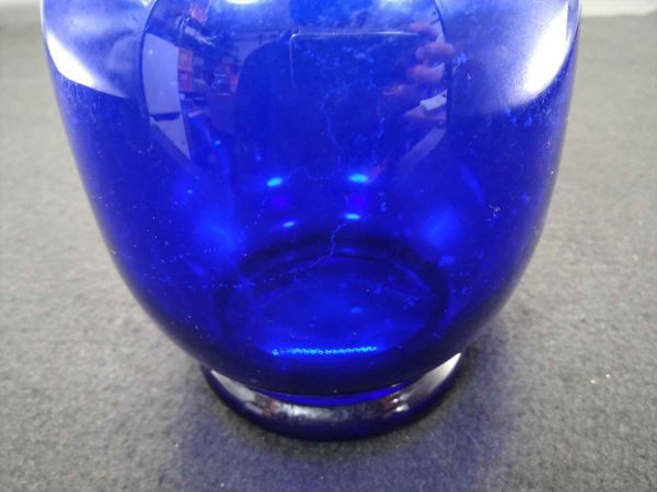 Blue Glass Vase Flower Base Scandinavian Vintage 12" Used | Japanpricenet