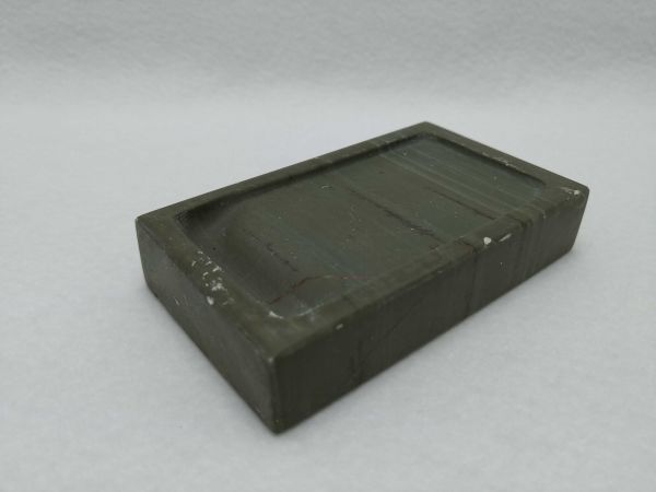 Green Stone Inkstone Calligraphy Tool - Compact, Used, 5.5cm x 9cm | Japanpricenet