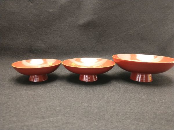 Vintage Lacquerware Sake Cup Set 3 pcs Large Medium Small Retro Antique | Japanpricenet