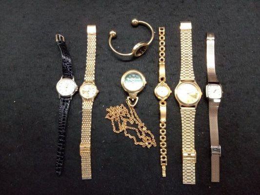 Vintage Gold Leather 7-Piece Retro Antique Watches Collection Used | Japanpricenet