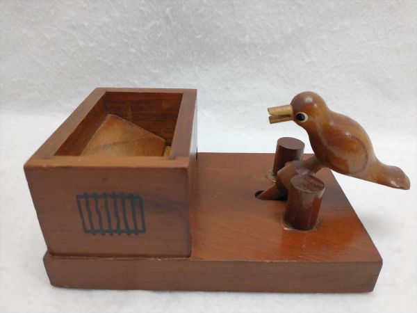 Karakuri Wooden Bird Toothpick Dispenser Retro Folk Art Kitchen Decor Used | Japanpricenet