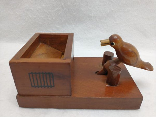 Karakuri Wooden Bird Toothpick Dispenser Retro Folk Art Kitchen Decor Used | Japanpricenet