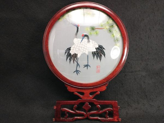 Chinese Decor Crane Figurine 7.5in x 11.4in Interior Ornament Used | Japanpricenet