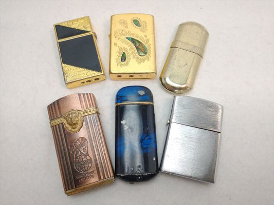 Vintage Oil Lighter Set 6 Pieces Collection Interior Decor Used, Damaged | Japanpricenet