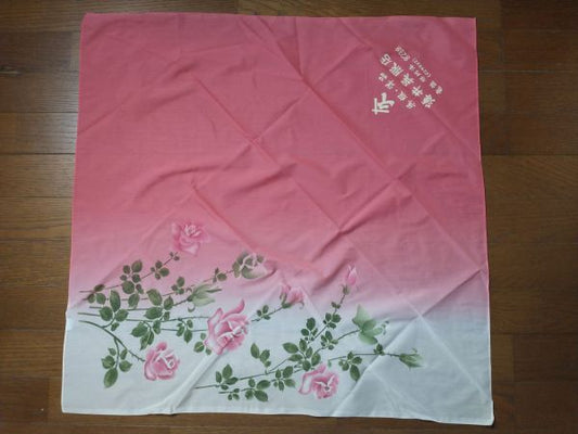 Rose Furoshiki 70cm Square Used Vintage Wrap with Rose Pattern | Japanpricenet