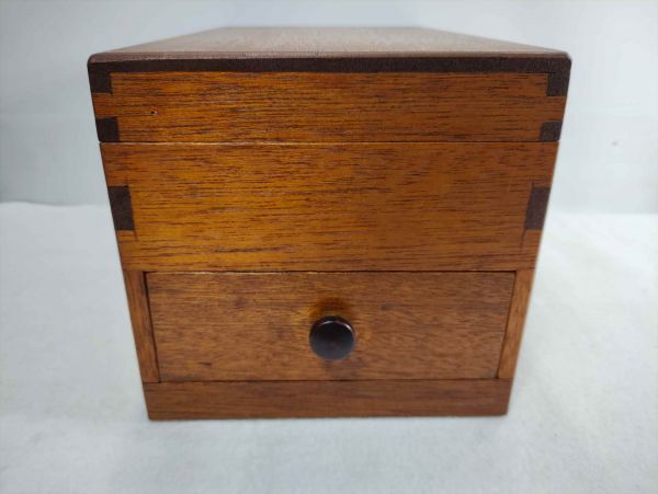 Vintage wooden sewing box with drawers, 7.4" x 6.7" used furniture | Japanpricenet
