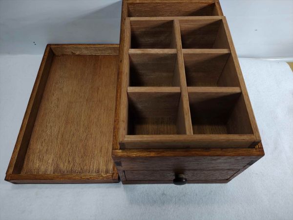Vintage wooden sewing box with drawers, 7.4" x 6.7" used furniture | Japanpricenet