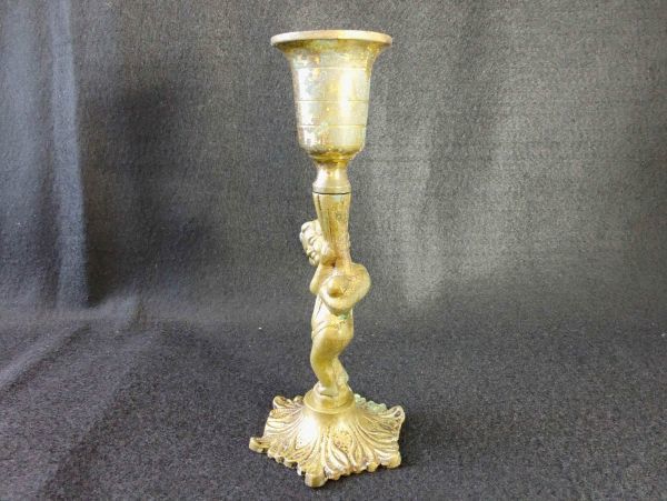 Brass Antique Candle Holder Retro Western Style Used Vintage | Japanpricenet
