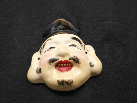 Ebisu Mask Small Figurine 3.5in x 3.9in Pottery Lucky Interior Decor Used | Japanpricenet