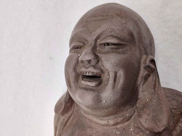 Bizen Ware Hotei Buddha Figurine Antique Seven Lucky Gods Pottery Used | Japanpricenet