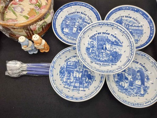 Country Bear Plate Set 21cm Dinnerware Collectible New | Japanpricenet