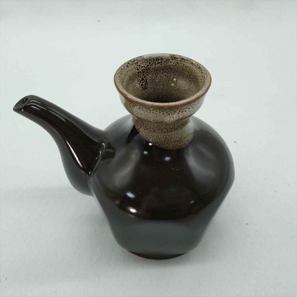 Black Antique Sake & Soba Soup Container Tokkuri Used Kitchen Seasoning | Japanpricenet