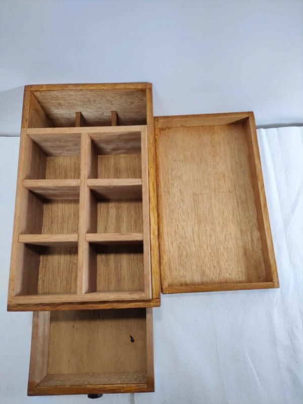 Vintage wooden sewing box with drawers, 7.4" x 6.7" used furniture | Japanpricenet