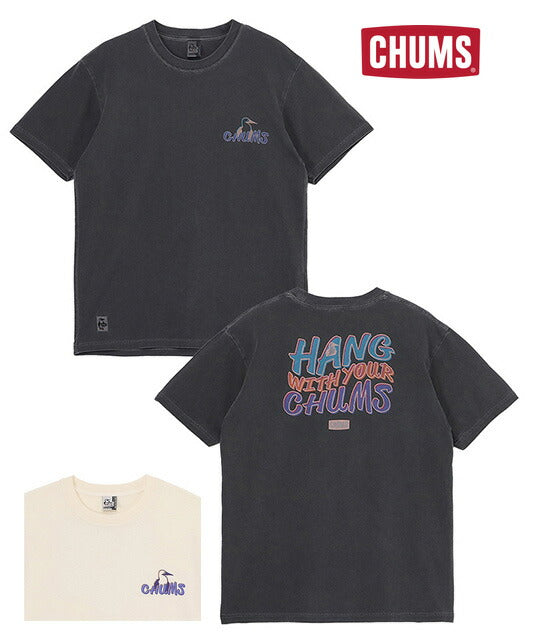 Chums Record Donuts Graphic T-Shirt Cotton M-L Short Sleeve Used